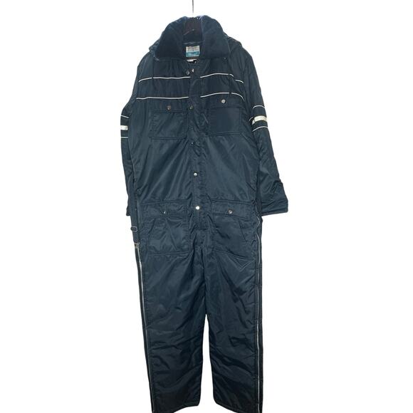 Vintage Sears Work N Leisure Snowsuit Coveralls Mens L 42-44 Regular Blue Hooded - Picture 1 of 8